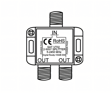 DINIC SAT-Verteiler für Satelliten-Anlagen, 2-fach, PB 5-2500 MHz, DINIC Polybag